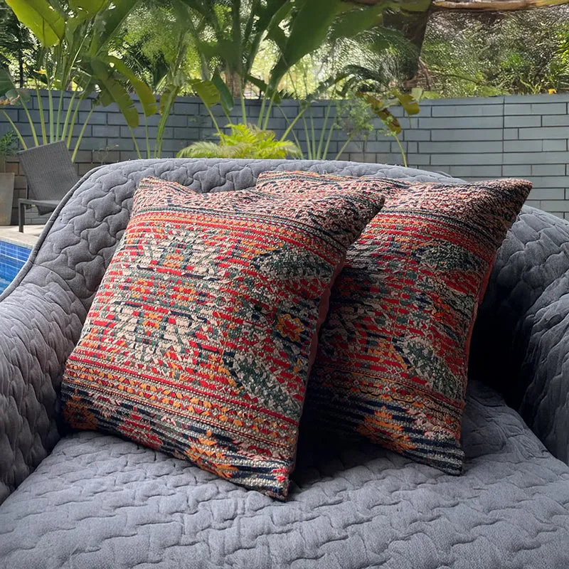 India Circus Desi Tints Tufted Cotton Cushion Cover - Set Of Two media 3