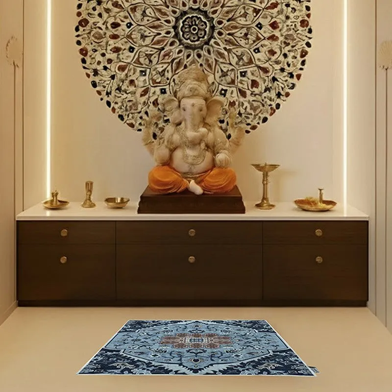 Barakah Ethnic Prayer Mat (Blue) - 550 GSM media 5