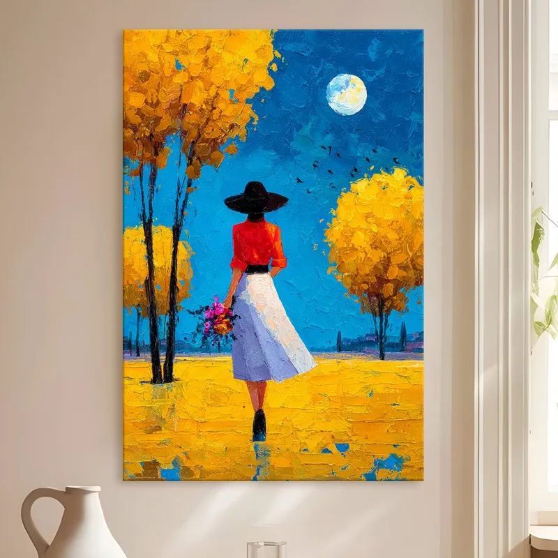 Silent Walk Under the Moon Canvas Wall Art media 4