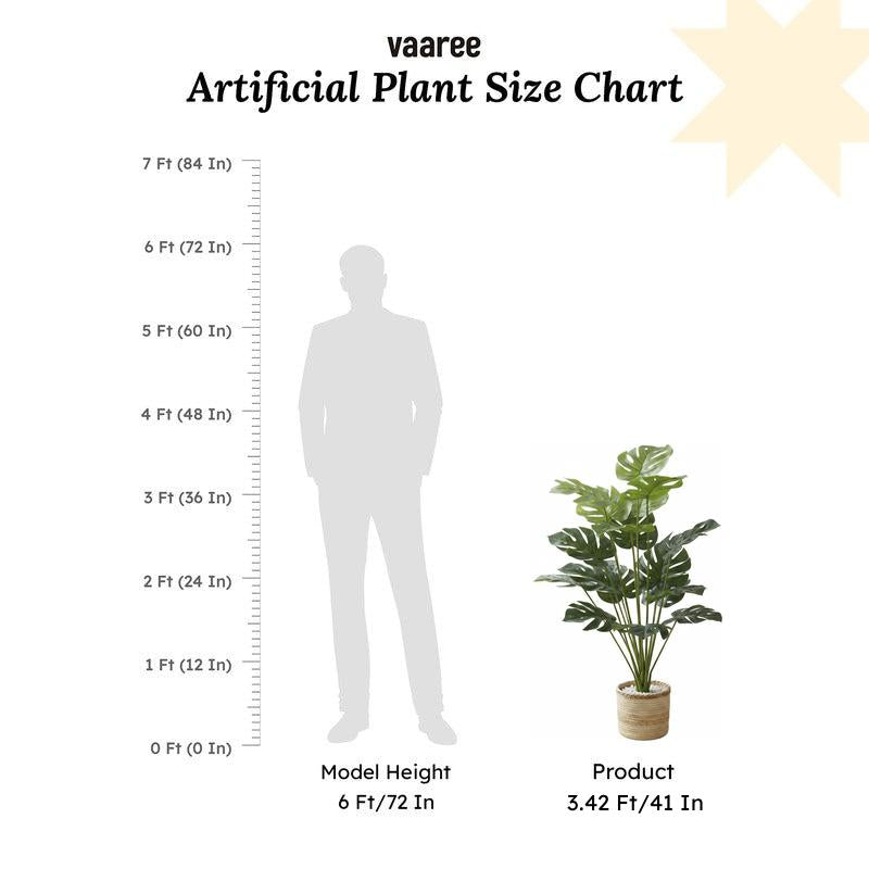 Botaniq Artificial Green Monstera Plant With Black Plastic Pot - 3.4 ft media 5