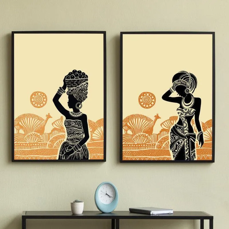 Tribal Feminine Wall Art - Set Of Two media 1