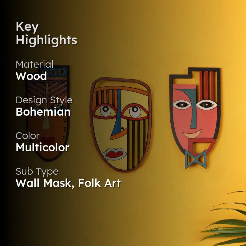Kanika Mask Wooden Wall Accent - Set of Three media 2