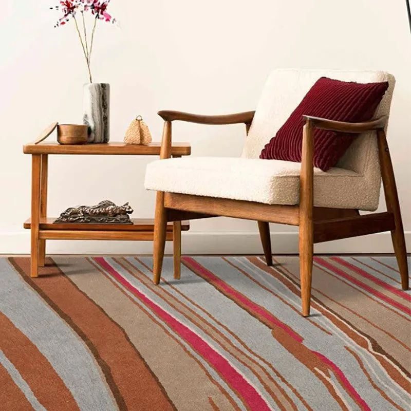 Thoth Hand Tufted Abstract Wool & Nylon Carpet - Brown & Red media 3