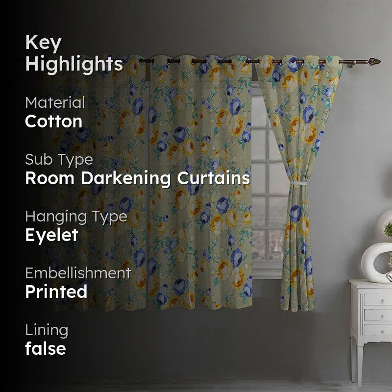 Meadow Flora Room Darkening Curtain - Set Of Three media 2