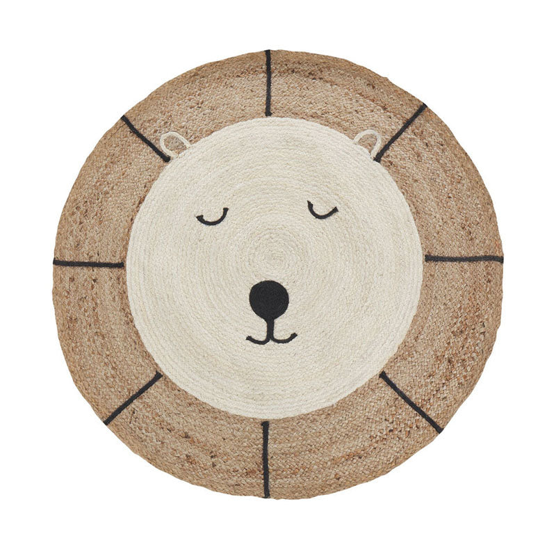Sleeping Lion Braided Jute Area Rug - 3 x 3 ft