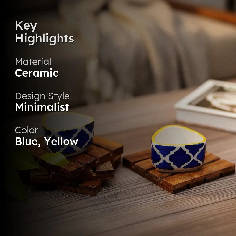 Platore Ceramic Dip Bowls (Blue,Yellow ,40 mL Each) - Set Of Two media 2