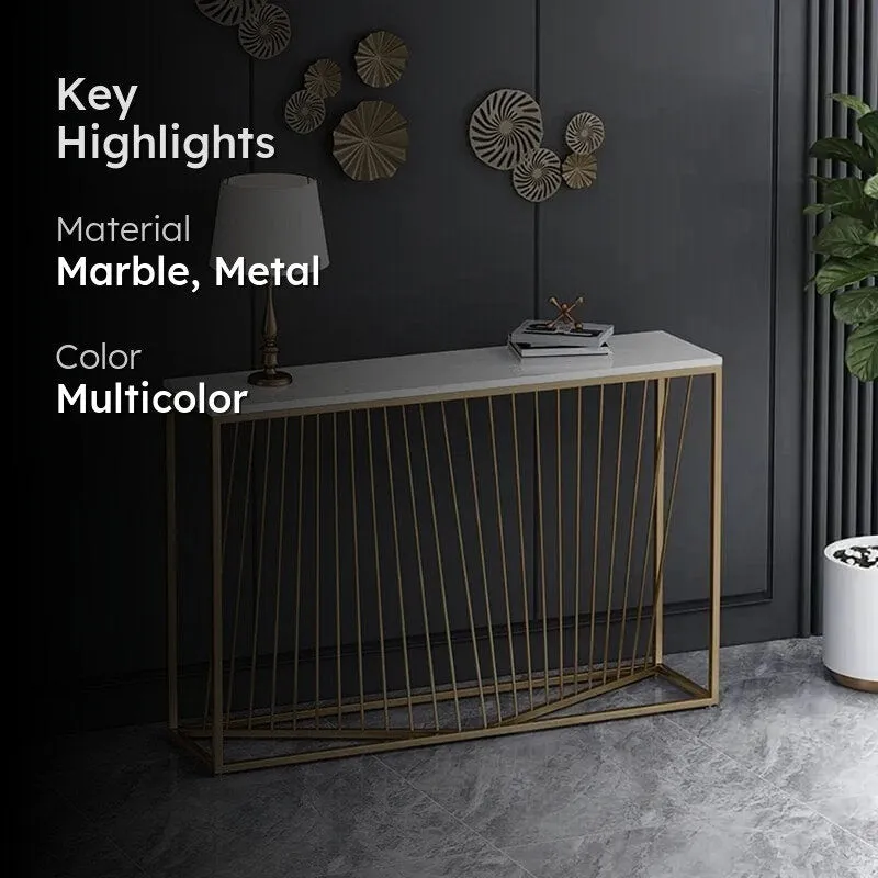 Linear Metal Console Table with Marble Top - Medium media 2