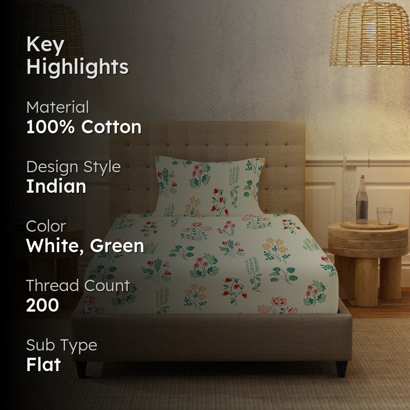 Urban Space AbstraLux Cotton Bedsheet (Green) - 200 TC media 2
