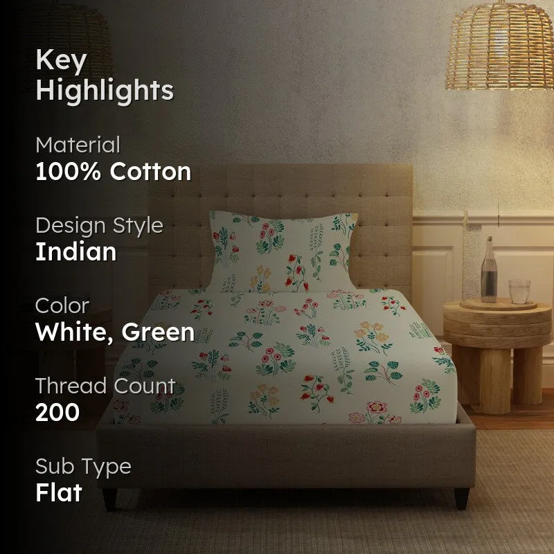 Urban Space AbstraLux Cotton Bedsheet (Green) - 200 TC - 2