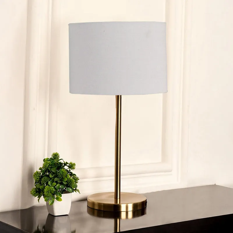 Glow Mesa Cotton & Metal Table Lamp (Drum) - White,Gold media 2