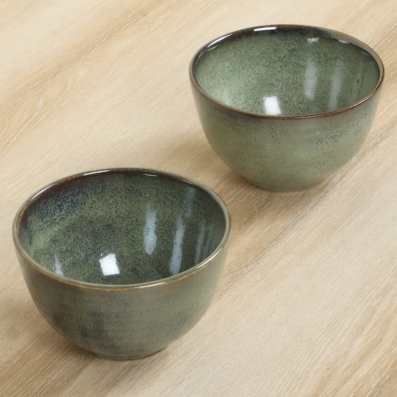 LuxeServe Snack Bowls (Olive Green,200 mL Each) - Set Of Two media 4