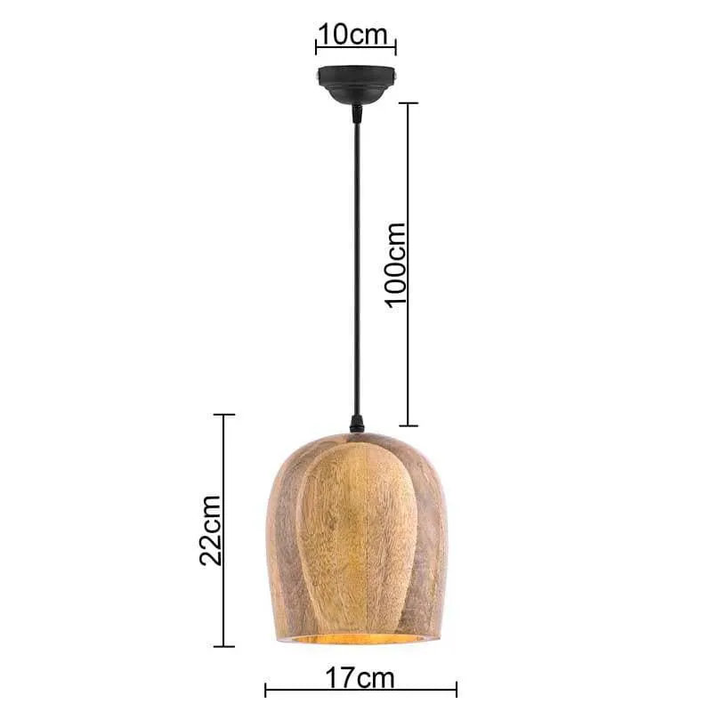 Farmhouse Bell Wooden Ceiling Lamp media 6
