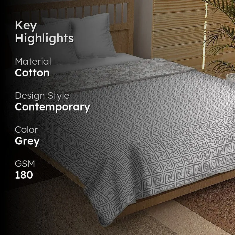 Mohita Reversible Cotton Dohar (Grey)  - 180 GSM media 2