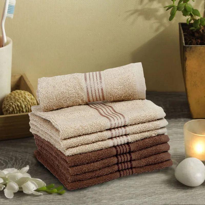 Bodil Face Towel (Beige,Brown) - Set Of Eight media 1
