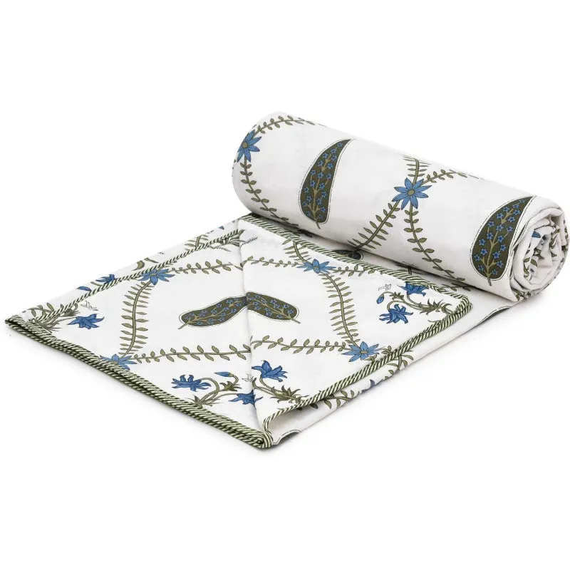 Falgun Ethnic Reversible Cotton Dohar (Blue & White) - 180 GSM media 4
