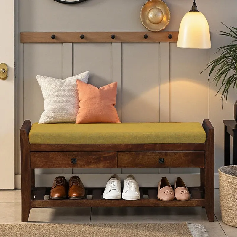 Harbor Nest Mango Wood Shoe Rack - Yellow media 1