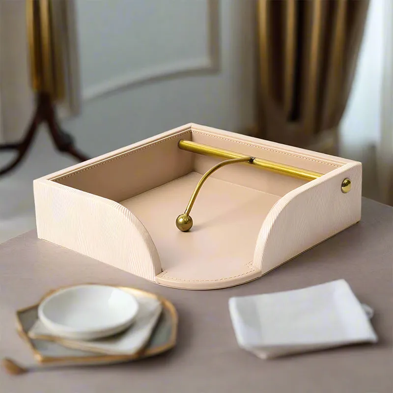 Veltrix Nuo Faux Leather Tissue Holder - Beige media 1