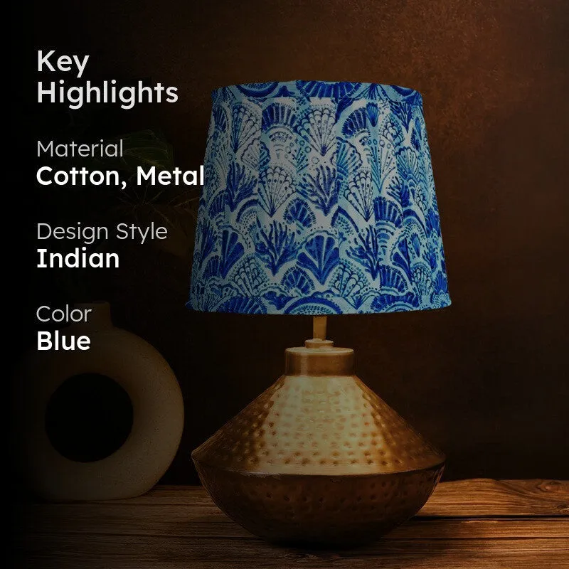 Cerulean Metal Base Cotton Table Lamp - Blue media 2