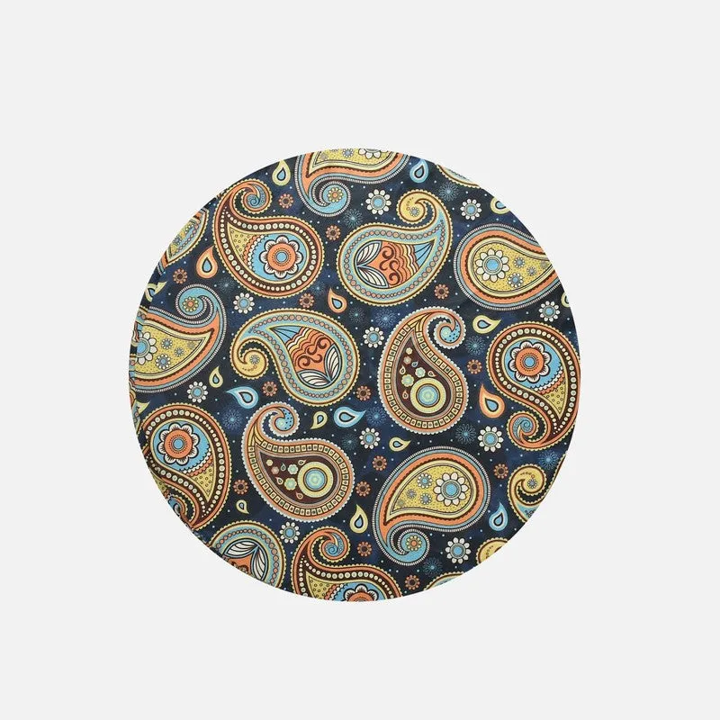 Navine Paisley Multicolor Engineered Wood Ottoman - 6
