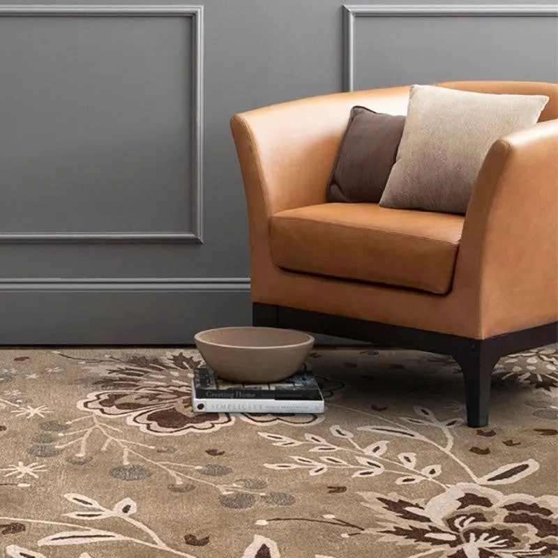 Haradrim Hand Tufted Floral Wool & Nylon Carpet - Brown media 4