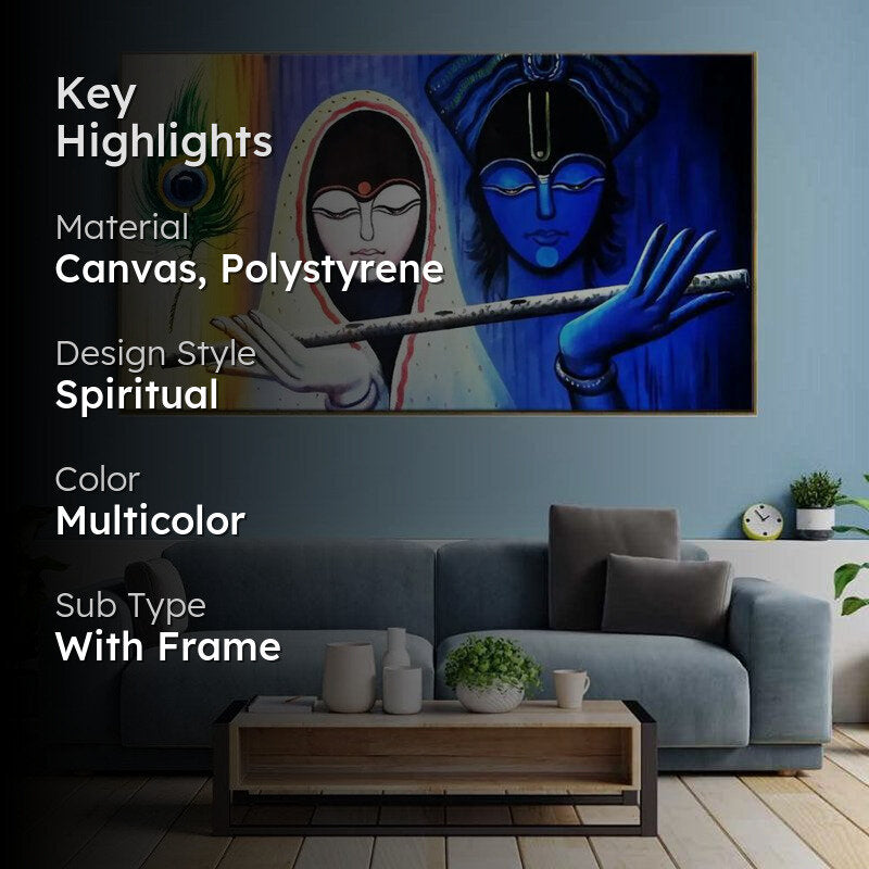 Radha Krishna Murali Canvas Wall Painting media 2
