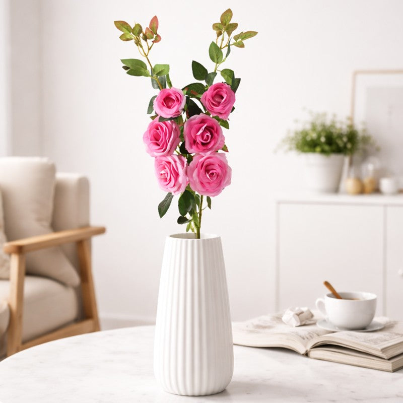 Roselle Charm Plastic Artificial Flower - Set Of Two