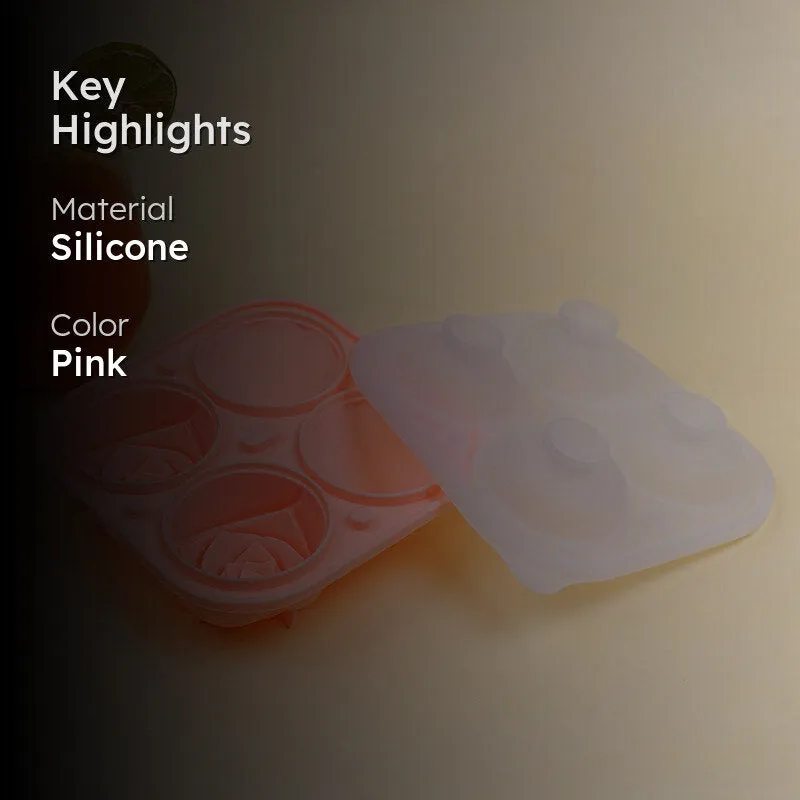 Rose Trio Silicone 4-Cube Ice Mould - Pink media 2