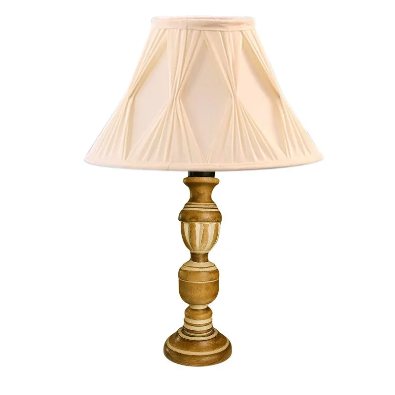 Zenrae Smocked Wooden Table Lamp - Ivory media 5
