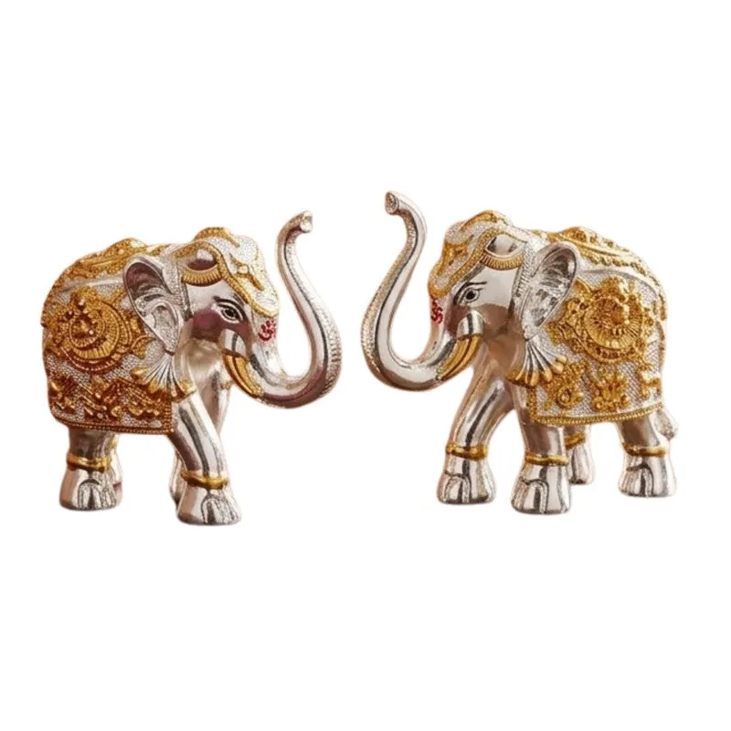 Prosperity Elephant Metal Showpiece - Set of Two media 4