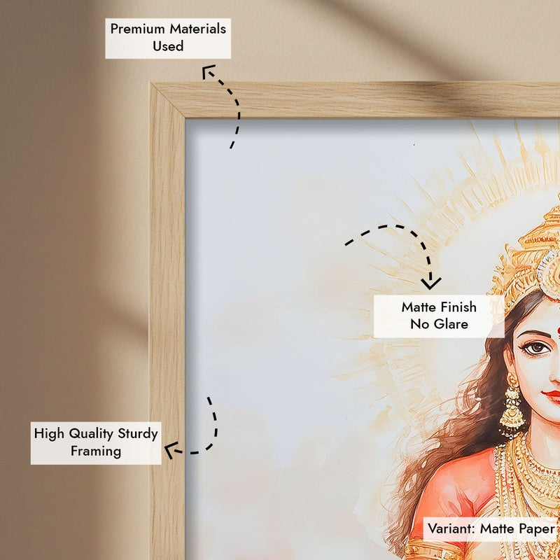 Jaya Durga Mata Spiritual Archival Paper Wall Painting - Natural Brown Frame media 6
