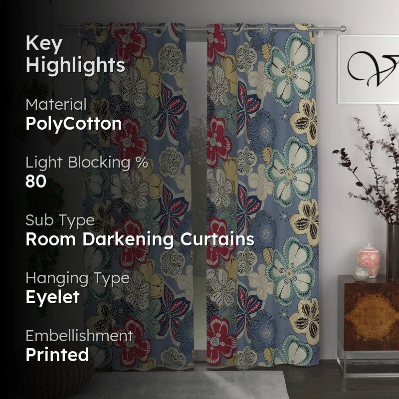 Petal Glow Curtains (Blue) - Set of Two media 2