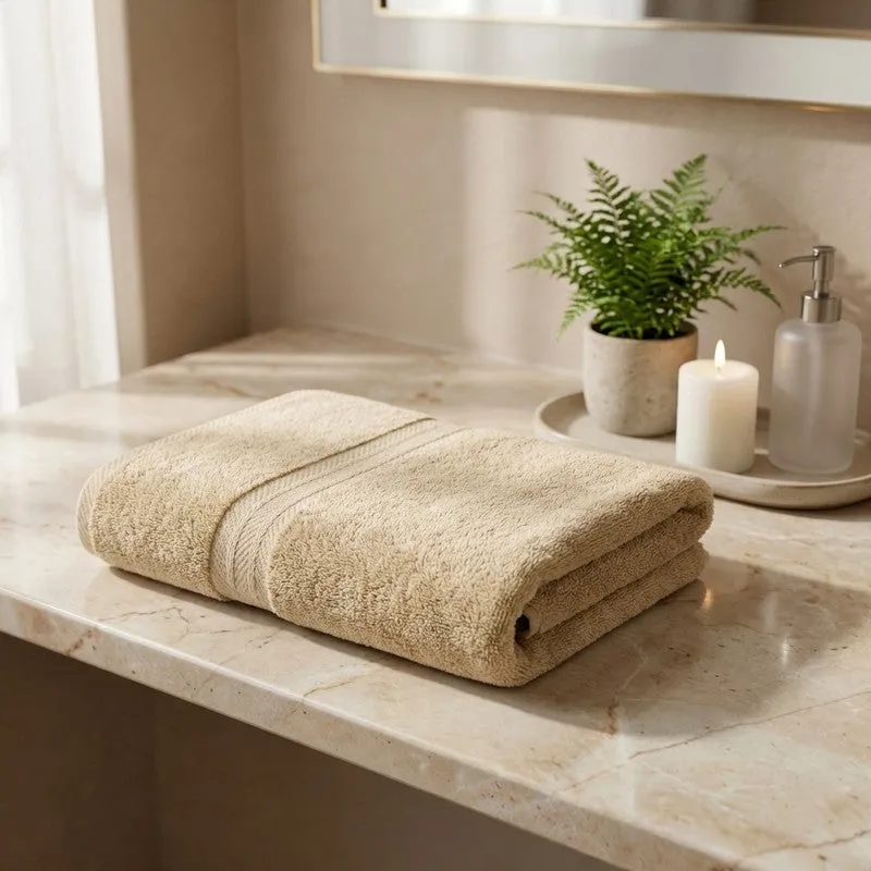 PlushAura Cotton Bath Towel (Camel) media 1