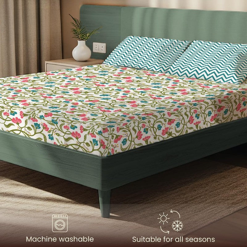 Color Splash Bloom Floral Cotton Bedsheets (Multicolor) - 200 TC media 6