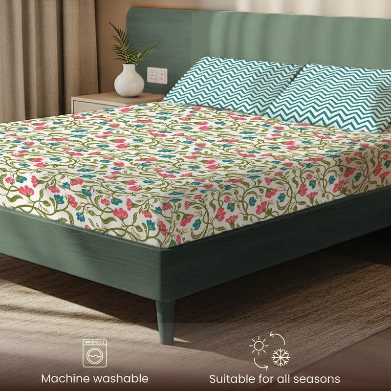 Color Splash Bloom Floral Cotton Bedsheets (Multicolor) - 200 TC media 6