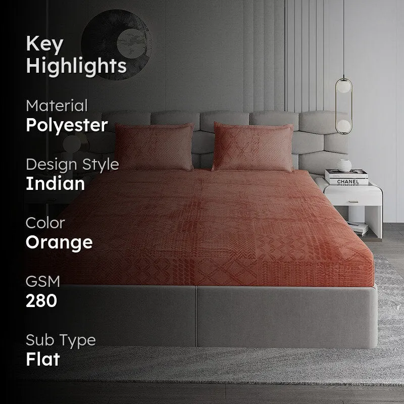 Monte Carlo Color Drift Bedsheet (Orange) - 280 GSM media 2