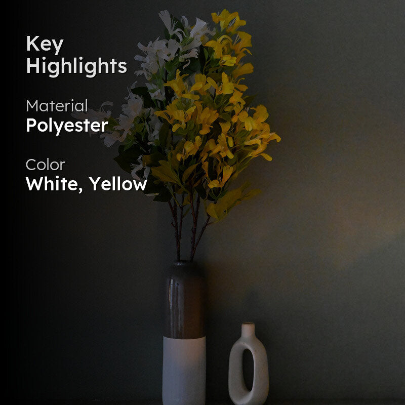 Faux Japanese Honeysuckle Bunch (White & Yellow) - Set Of Two media 2
