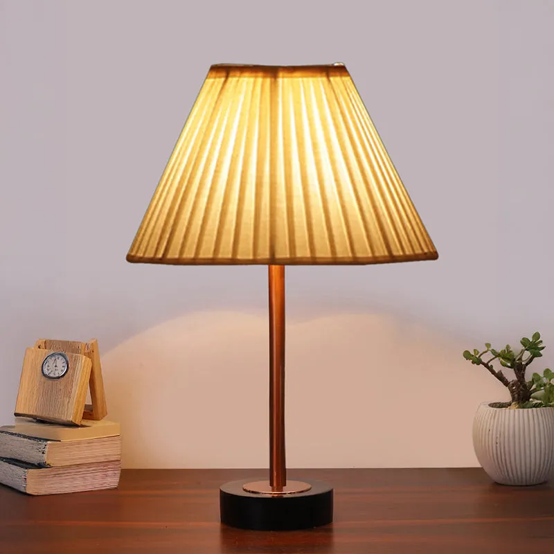 Pleatra Rodin Wooden Table Lamp - OffWhite,Copper,Black media 2