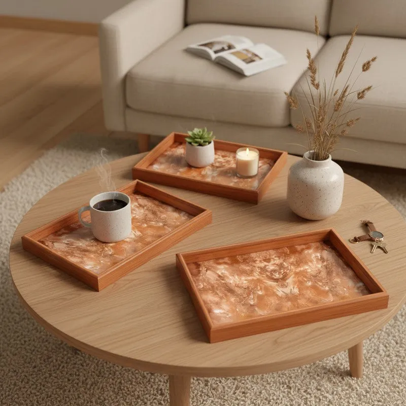 Rioware Gilded Grid Serving Tray - Set Of Three media 1