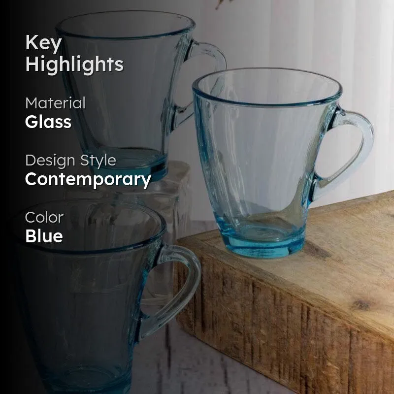 Pasabahce Glass Tea Cup (170 mL Each) /Blue)- Set of Six media 2