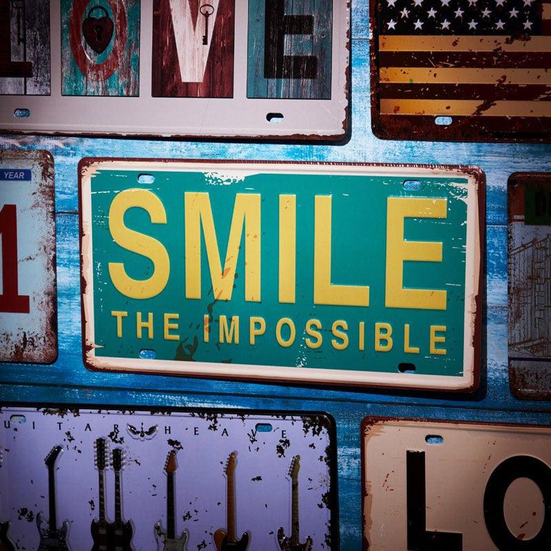 Smile The Impossible Sign Plate Metal Wall Accent media 5