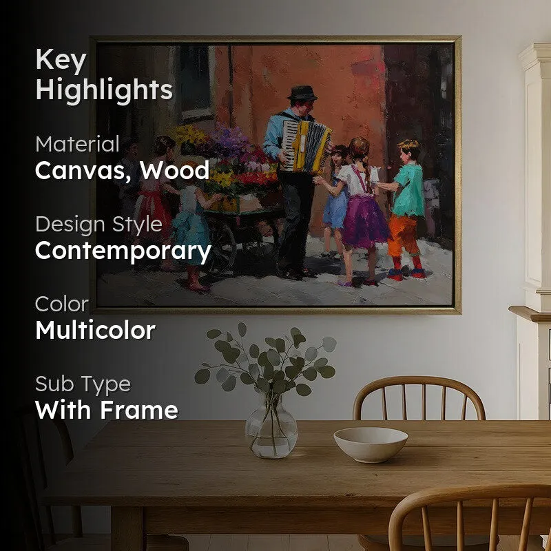 Lively Lane Canvas Wall Painting With Frame media 2