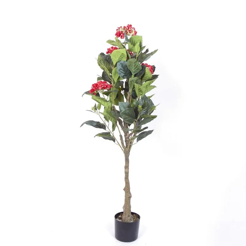 Chic Hydrangea Faux Artificial Plant With Black Plastic Pot - Pink media 4