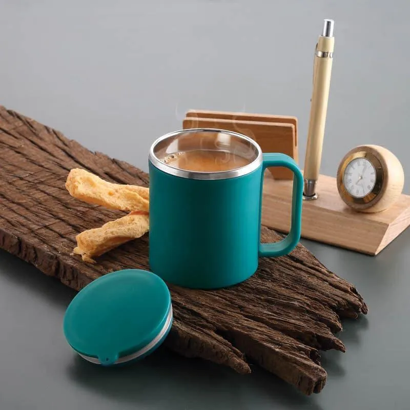 Festa Stainless Steel Coffee Mug (180 mL Each/Teal) - Set of Two media 1