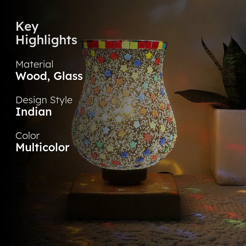 Tinker Mosaic Glass Table Lamp With Wooden Base - Multicolor media 2