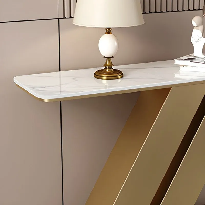 Elegant Metal Console Table with Marble Top (Gold) - Large media 3