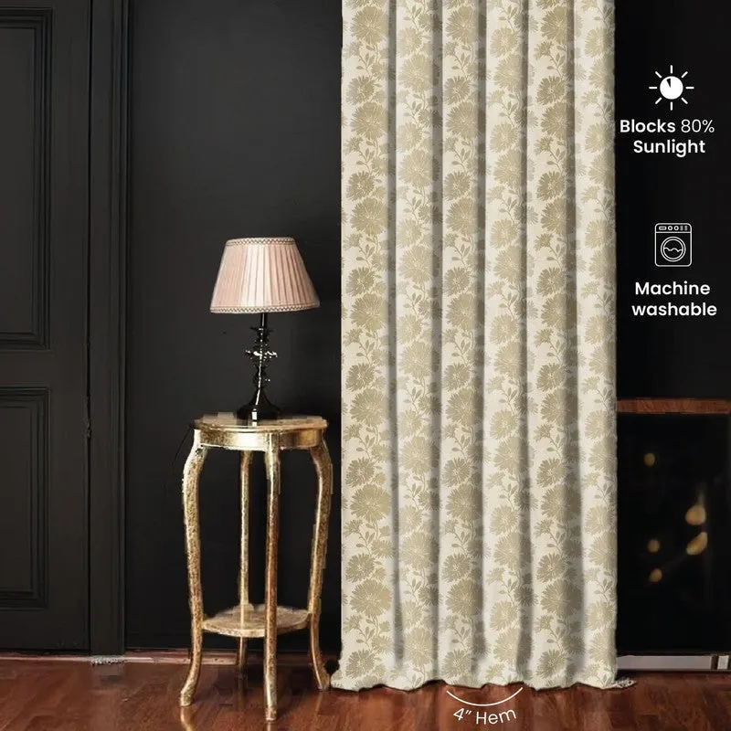 Urban Space Floral Beige Polyester Curtains - Set Of Two media 5