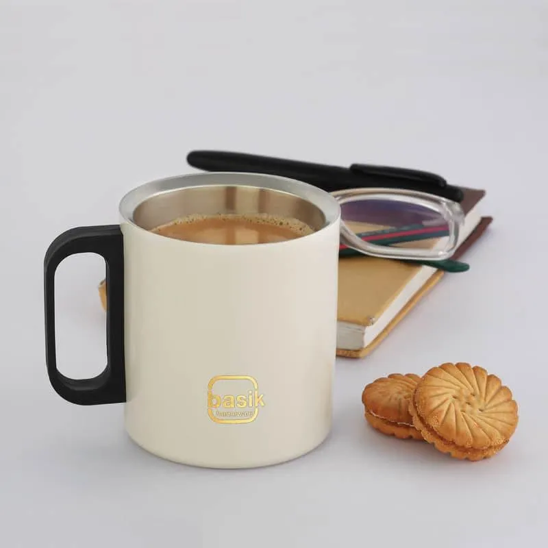 Moira Stainless Steel Coffee Mug (270 mL) - Beige media 1