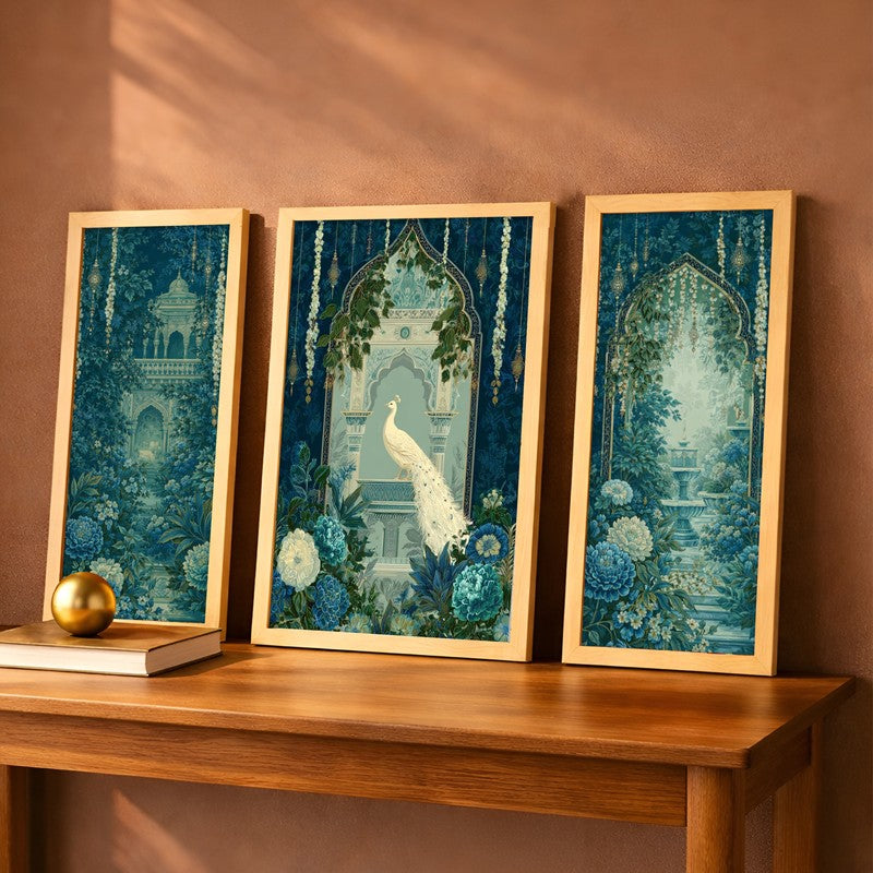 Majestic Peacock Wall Art With Frame - Set of Three
