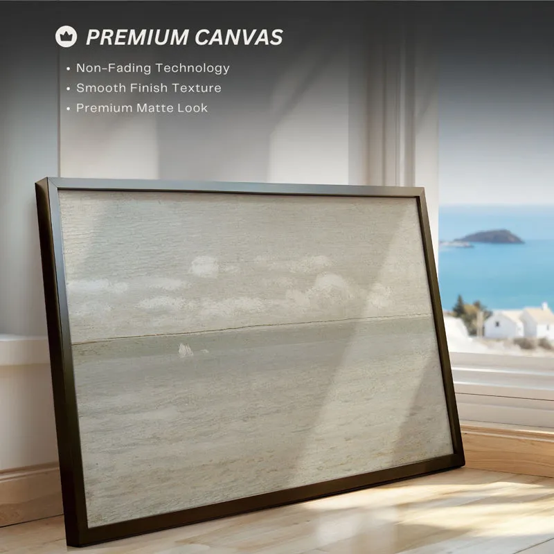 Clouds & Waves Canvas Wall Art With Frame - Black media 4