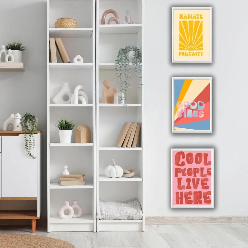 Positivity Pop Paper Wall Painting With Frame - White media 7